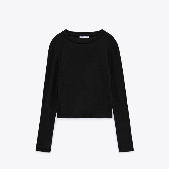 ZARA BLACK LONG SLEEVE T SHIRT - Picture 4 of 7